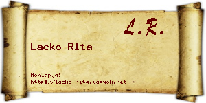 Lacko Rita névjegykártya